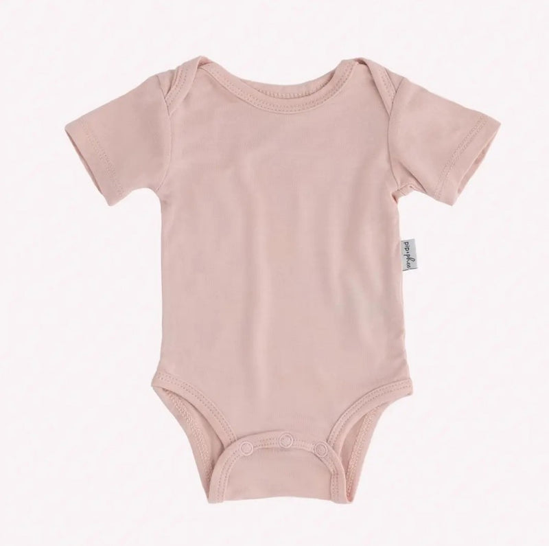 Bamboo Short Sleeve Bodysuit - Ballet Pink - 0-3M