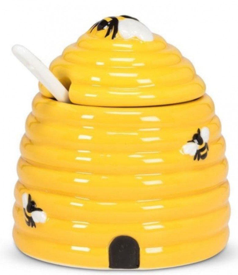 Beehive Covered Jar W/Spoon