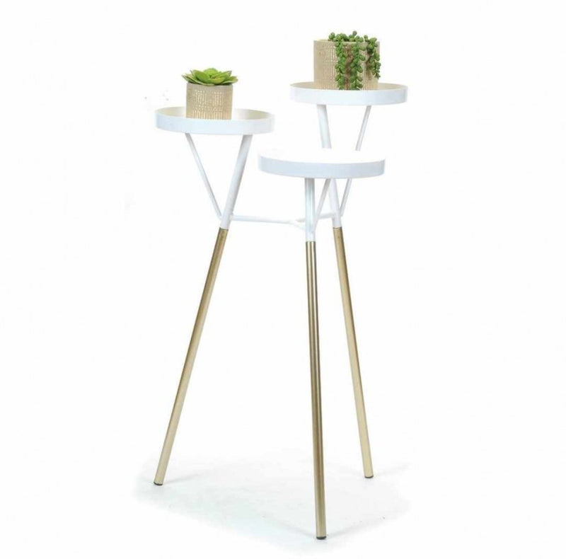 White/Gold 3 Tier Plant Stand
