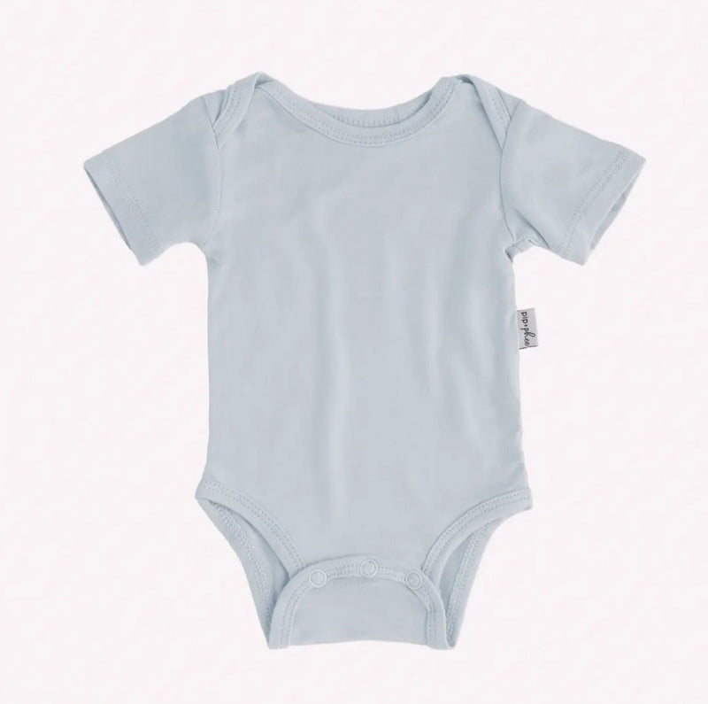 Bamboo Short Sleeve Bodysuit - Rain Blue - 0-3M