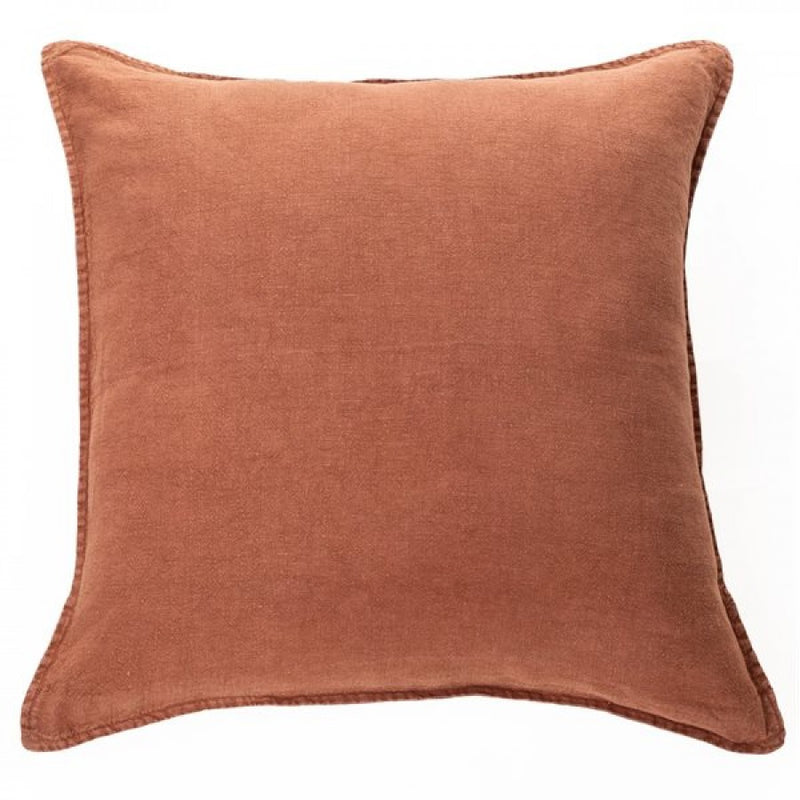 Linen Stone Wash Terracotta Decorative Pillow