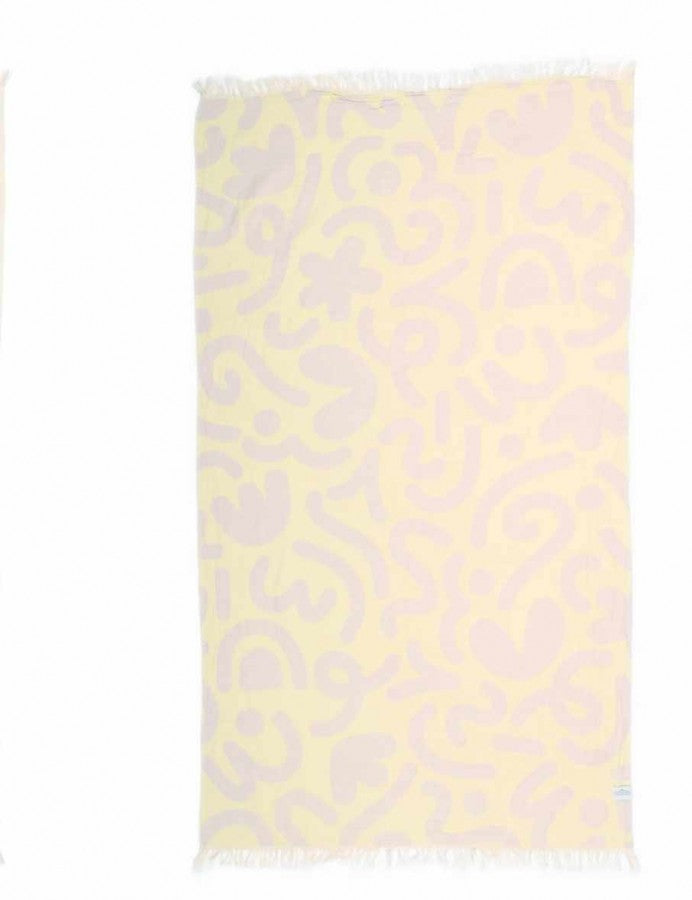 The Drew Doodle Towel - Lime/Lilac