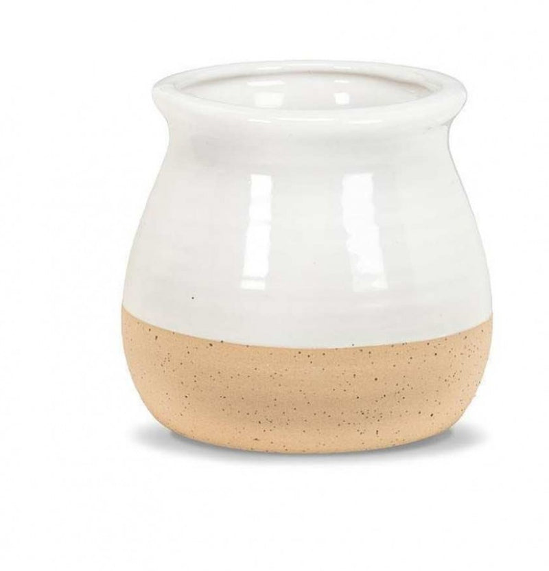 Wht/Natural Shiny & Matte Vase - S
