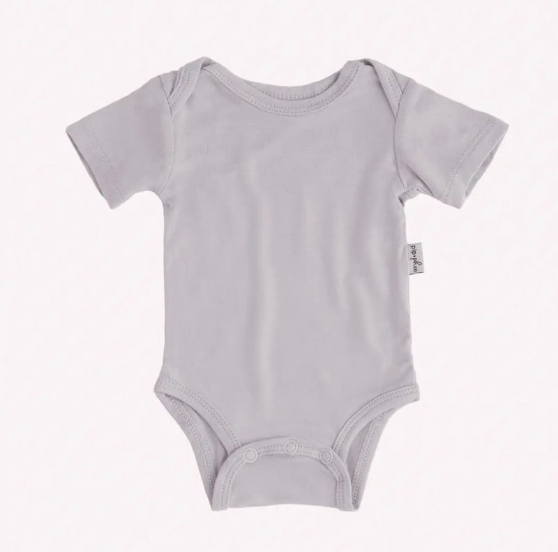 Bamboo Short Sleeve Bodysuit - Silver - 6-9M