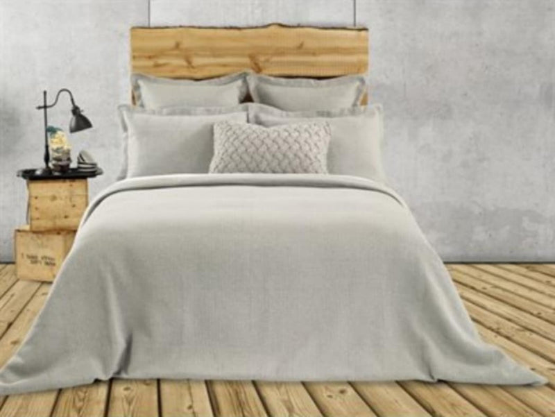 RUSTIC JERSEY GREY QUILTED DUVET COVER & SHAMS - QUEEN