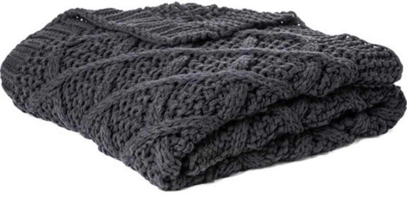 BLAKE BLACK KNITTED THROW