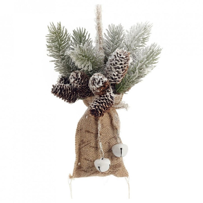 Christmas Ornament Bag W/Pine Cone