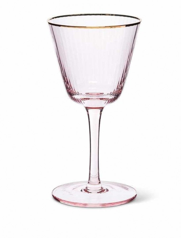 Pink Cocktail Glass W/Gold Rim