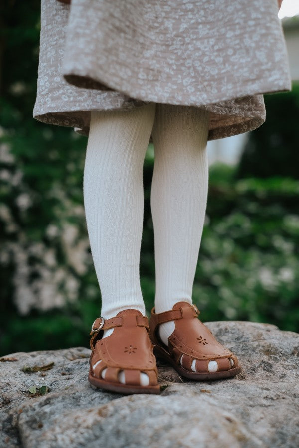 Cable Knit Tights - Linen - 2-4Y