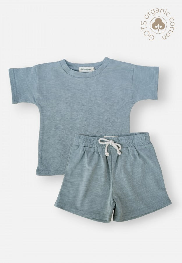 Organic Cotton Retro Set - Misty Blue - 6-12M