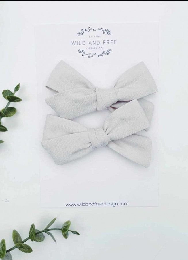 Neutral Pigtail Bow Set - Sand