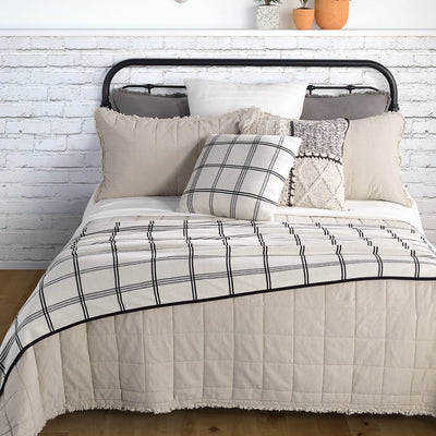 POKE QUILTED LINEN COVERLET & SHAMS - QUEEN