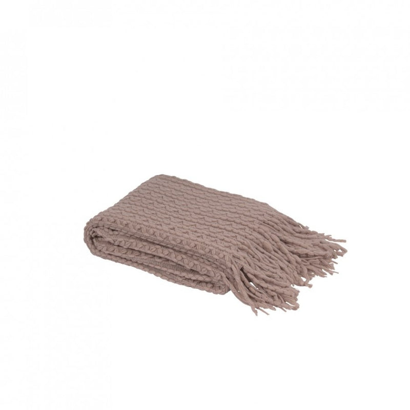 Woven Knit Tassel Throw - Taupe