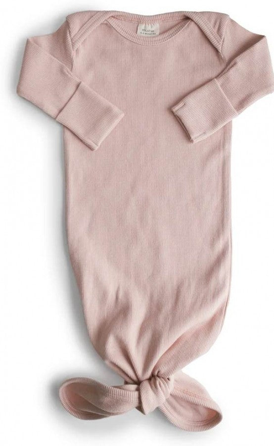 Ribbed Knotted Baby Gown - Blush