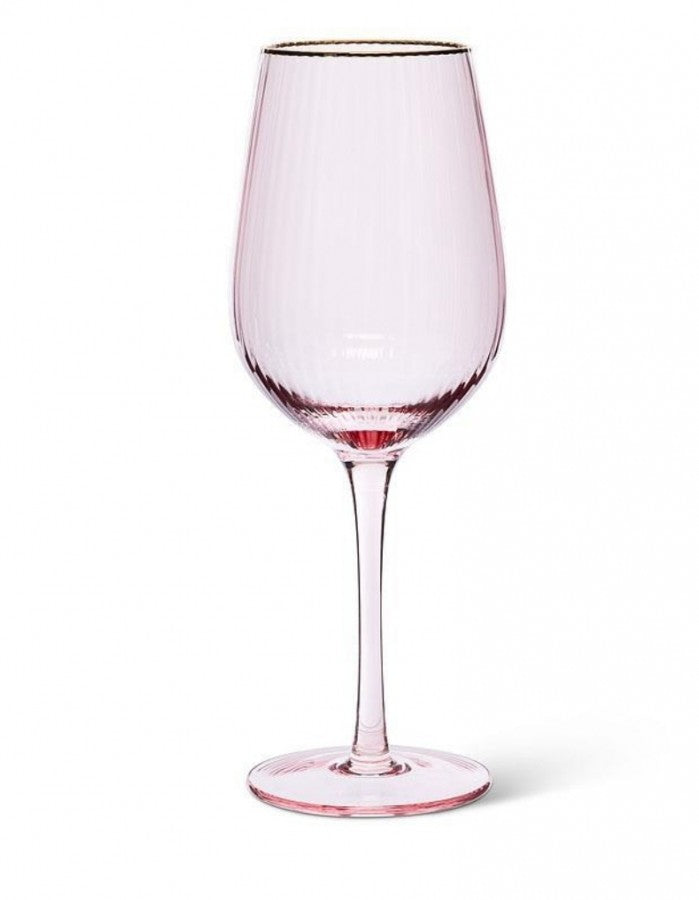 Pink Wine Glass W/Gold Rim