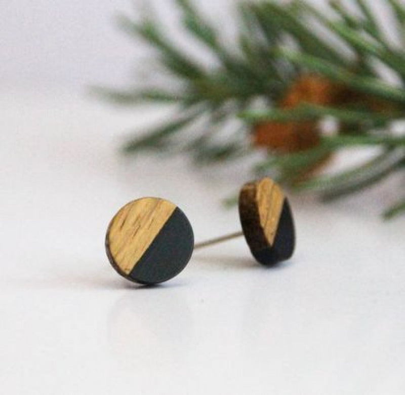 Wood & Resin Earrings - Black