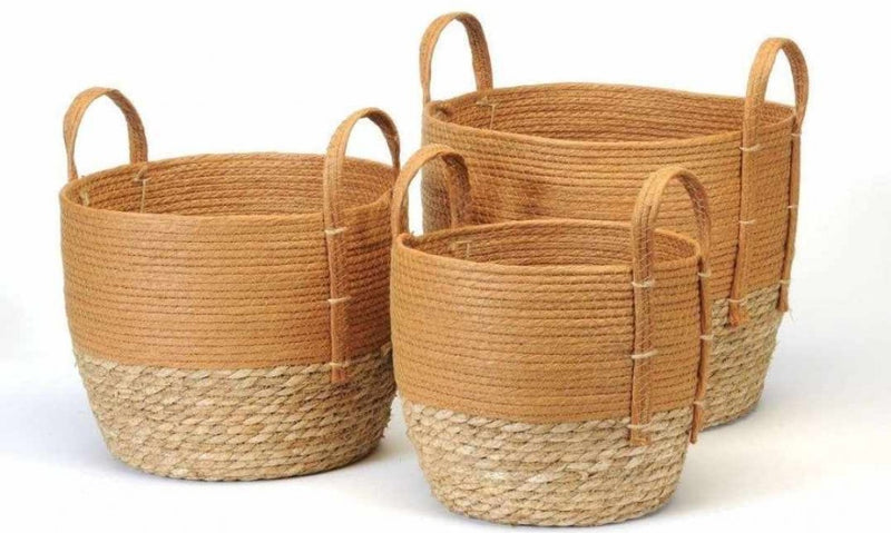 Rust/Natural Straw Basket - MED