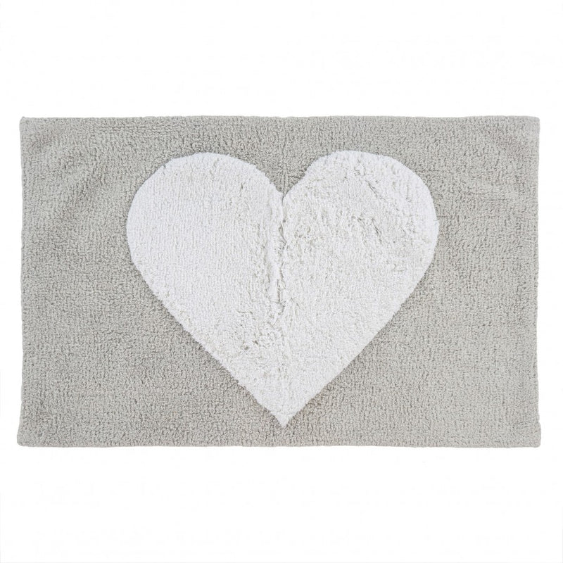 Heart Bathmat - Grey/White