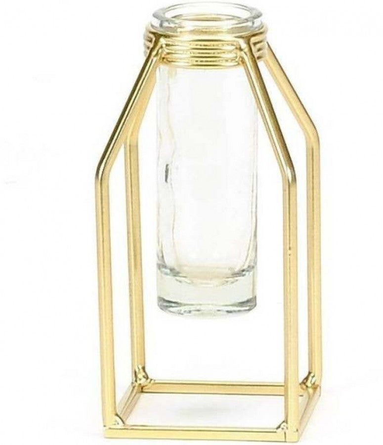Gold Iron Stand w/Glass Tube Short