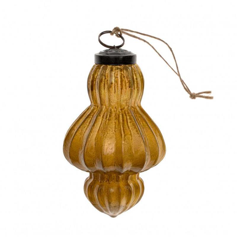 Glass Spindle Ornament - L - Gold