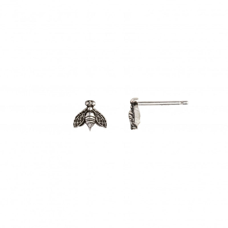 Bee Symbol Stud Earrings - Silver