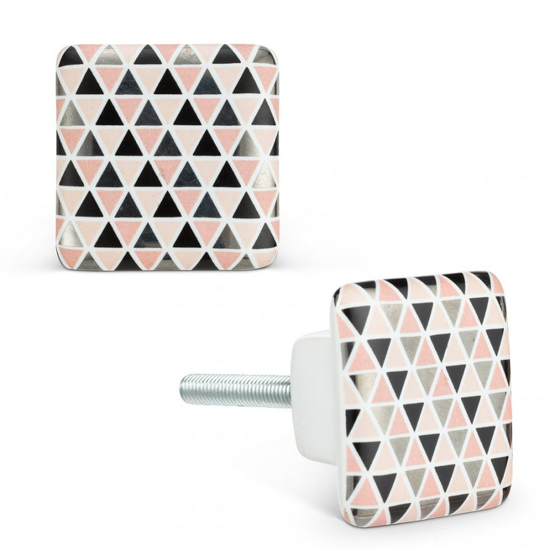 Sq Gold/Pink Graphic Knob