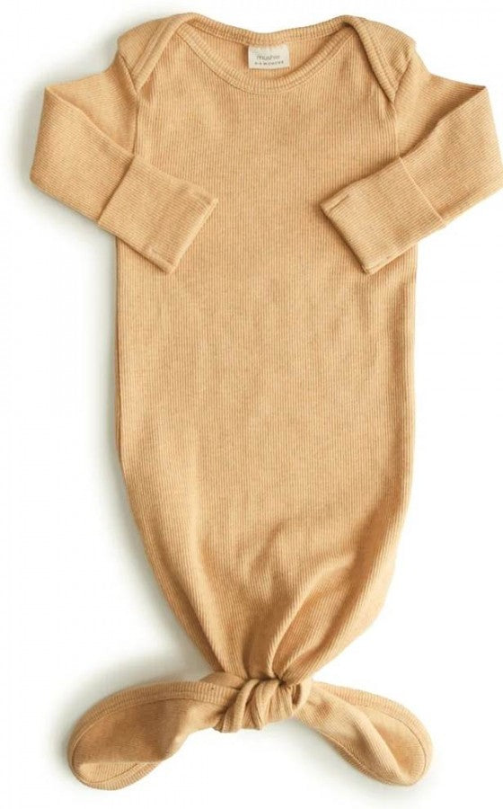 Ribbed Knotted Baby Gown - Mustard Melange