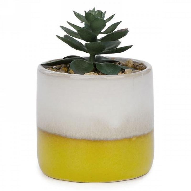 Faux Succulent in Yellow Pot