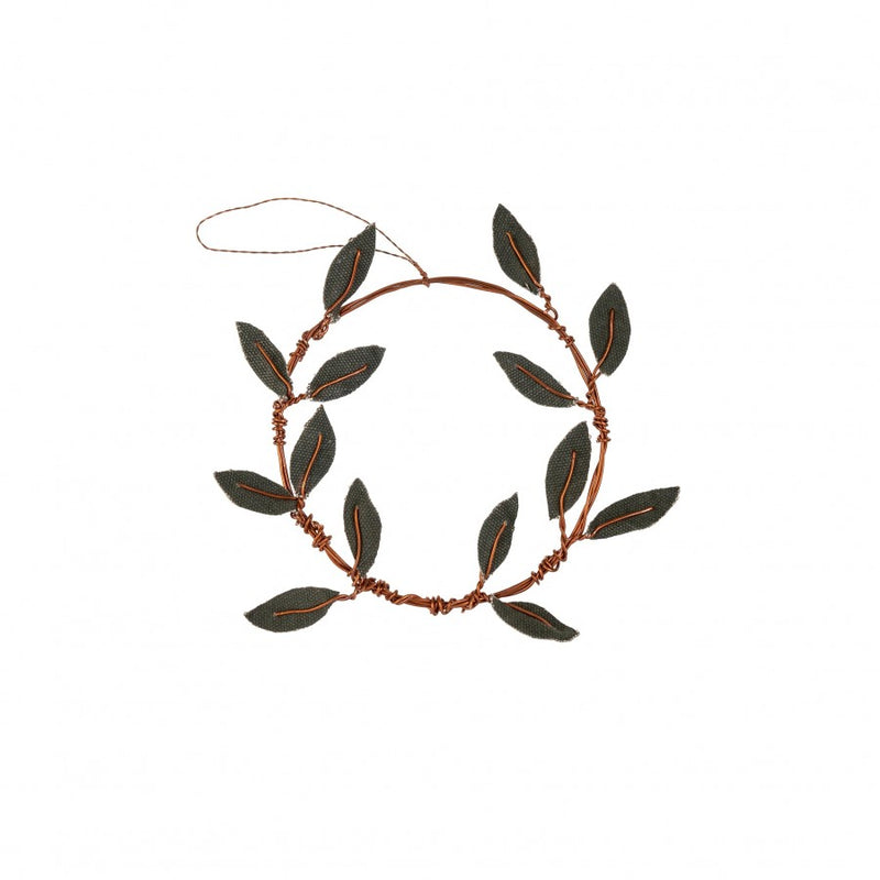 Olive Wreath Canvas Ornament - Green